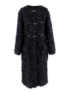 Louis Vuitton Navy Boucle Buckled Coat