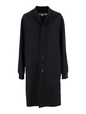 McQ Black Wool Bomber Style Longline Coat