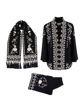 Temperley Black & White Embroidered Tunic, Scarf & Pants