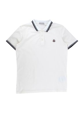 Moncler Logo White Short Sleeve Polo Shirt
