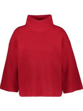 Nicole Farhi Red Ribbed Boxy Jumper