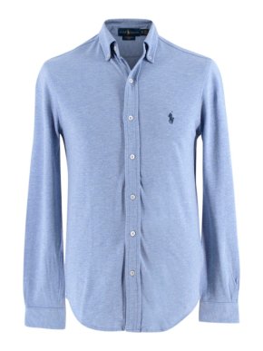 Polo Ralph Lauren Light Blue Marl Cotton Long-Sleeved Shirt