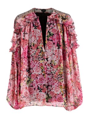 Giambattista Valli Pink Silk-Chiffon Floral Blouse