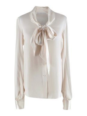 Ermanno Scervino Ivory Silk blend Pussybow Blouse