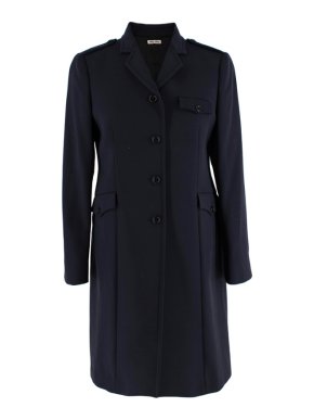 Miu Miu Navy Wool Military Single Breasted Coat
