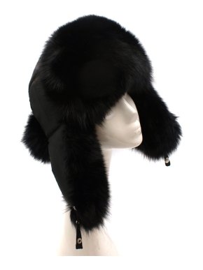 Bespoke Black Nylon & Vison Fur Padded Hat