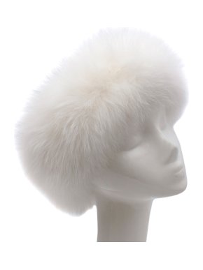 Yves Salomon White Fox Fur Head Band