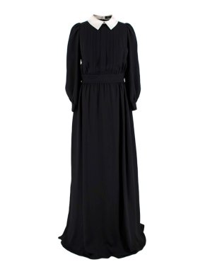 Alena Akhmadullina Black Collared Pleated Maxi Dress