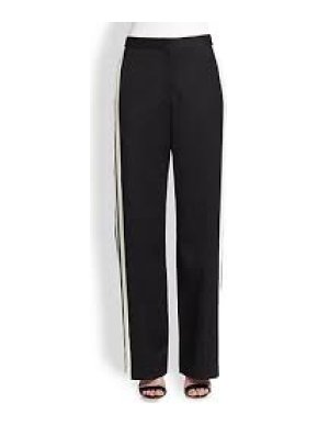 By Malene Birger Black Straight Leg Wool Pants with Side Stripe