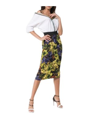 Dolce & Gabbana Grape Print Fitted Midi Skirt