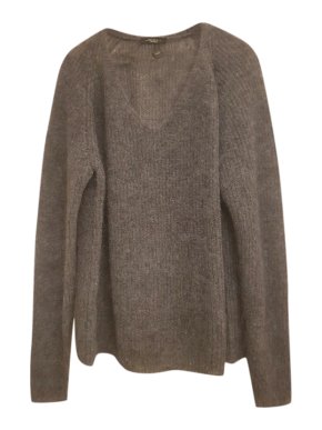 Max Mara Grey Mohair Blend V-Neck Jumper