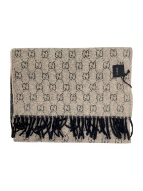 Gucci Reversible Cashmere Knit Monogram Scarf
