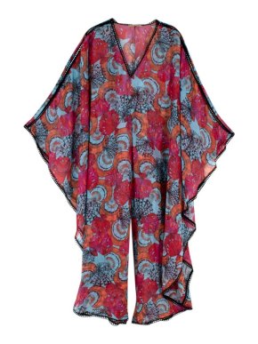 Emilio Pucci Multi-coloured Crochet Trim Kaftan Jumpsuit