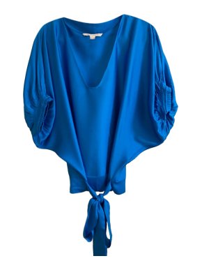 Diane Von Furstenberg Blue Tie Waist Top