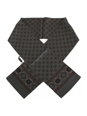 Dolce & Gabbana Grey Baroque Silk Mens Scarf