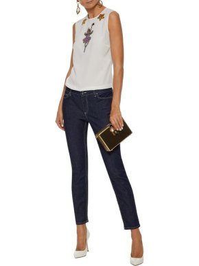 Dolce & Gabbana Fairytale Collection Embellished Stretch Silk Vest