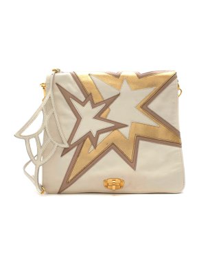 Miu Miu Ivory/Gold Star Pattern Crossbody Bag