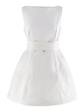 Brandon Maxwell White Silk Structured Mini Dress