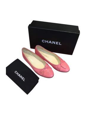 Chanel Pink Patent Leather Ballerina Flats