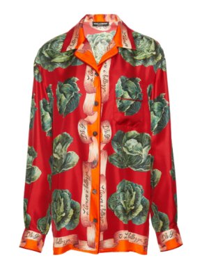 Dolce & Gabbana Cabbage Print Silk Shirt