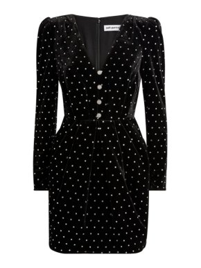 self portrait Velvet Diamante Mini Dress