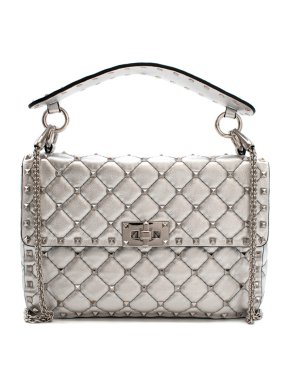 Valentino Garavani The Rockstud Spike Medium Silver Shoulder Bag