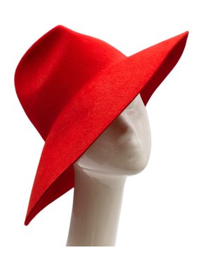 Gucci Red Asymmetrical Wide Brim Rabbit Felt Hat