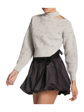 Self Portrait Crystal Embellished Grey Marle Jumper