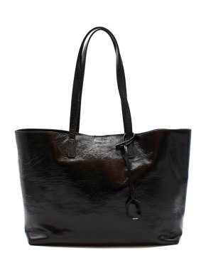 Saint Laurent Black Patent Leather Shopping Tote