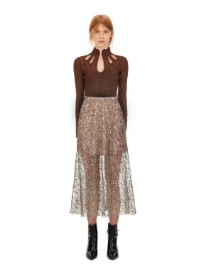 Self Portrait Rust Brown Knit Top
