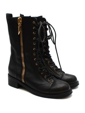 Giuseppe Zanotti Black Leather Lace-up Combat Boots