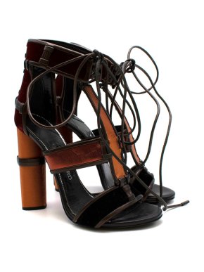 Tom Ford Red & Orange Strap Lace-up sandals