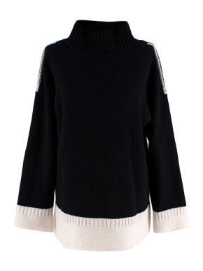 Rag & Bone High Neck Black & White Cashmere Jumper