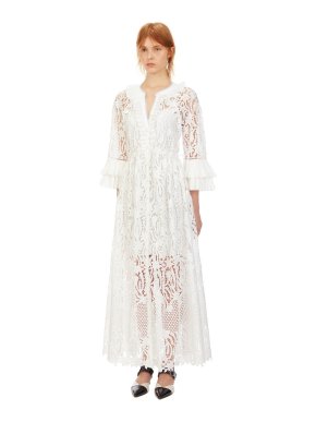 Self Portrait White Lily Guipure Kaftan