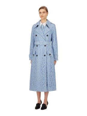Self Portrait Blue Fine Corded Lace Trench