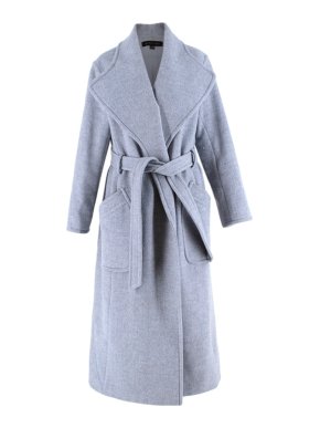Theyskens' Theory Grey Wool blend Belted Long Coat