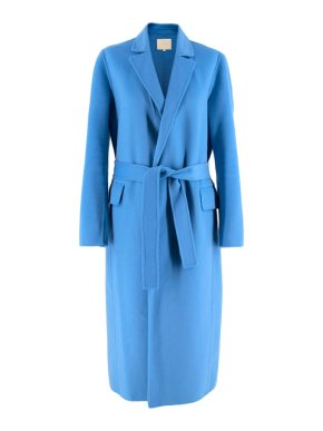 Maje Cerulean Blue Wool blend Belted Single Breasted Coat