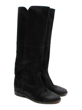 Isabel Marant Black Suede Coated Flat Boots
