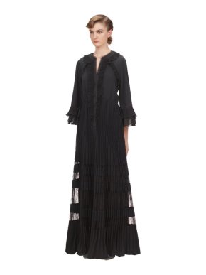 Self Portrait Black Ruffle Maxi Dress