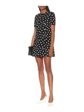 Saint Laurent Crepe Black Polka Dot Mini Dress