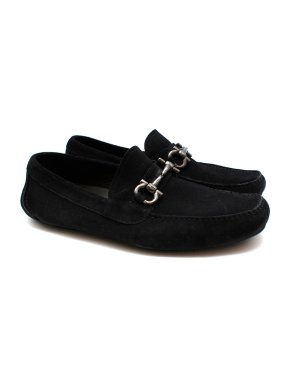 Salvatore Ferragamo Black Suede Horse Bit Drivers
