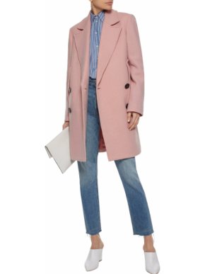 Theory Cape Double-breasted Wool Coat in Blush