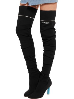 Vetements Black Sock jersey over-the-knee boots