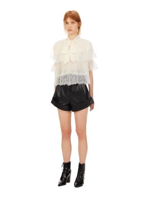 Self Portrait Cream Chiffon Tiered Top