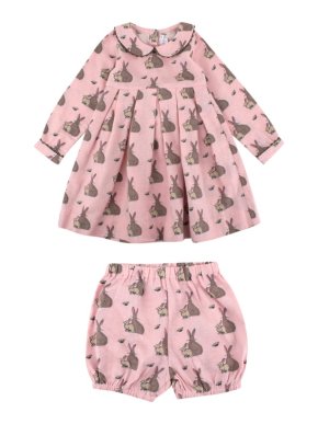 Rachel Riley Baby Girls' Bunny Flannel Bloomers Dress and bloomers
