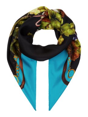 Dolce & Gabbana Blue Grapes Print Cashmere Blend Scarf