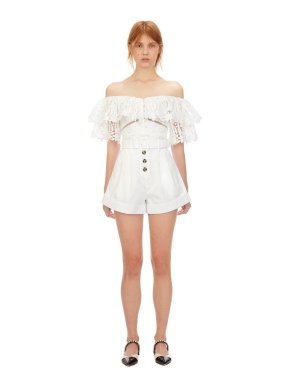 Self Portrait White Lily Guipure Playsuit