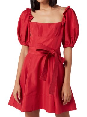 Self Portrait Red Taffeta Mini Dress