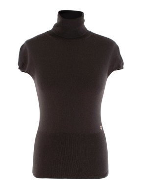 Loro Piana Brown Cashmere Cap-Sleeve Turtleneck Sweater