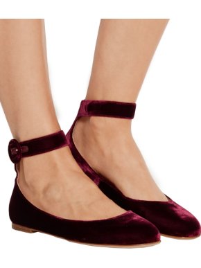 Gianvito Rossi Velvet ballet flats in Claret 38.5